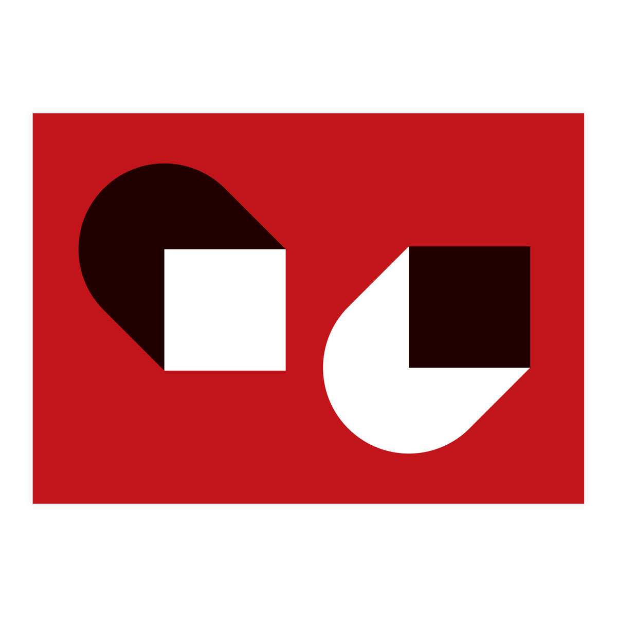 Geometric Shapes No. 38 - red, white & black (Print Only)