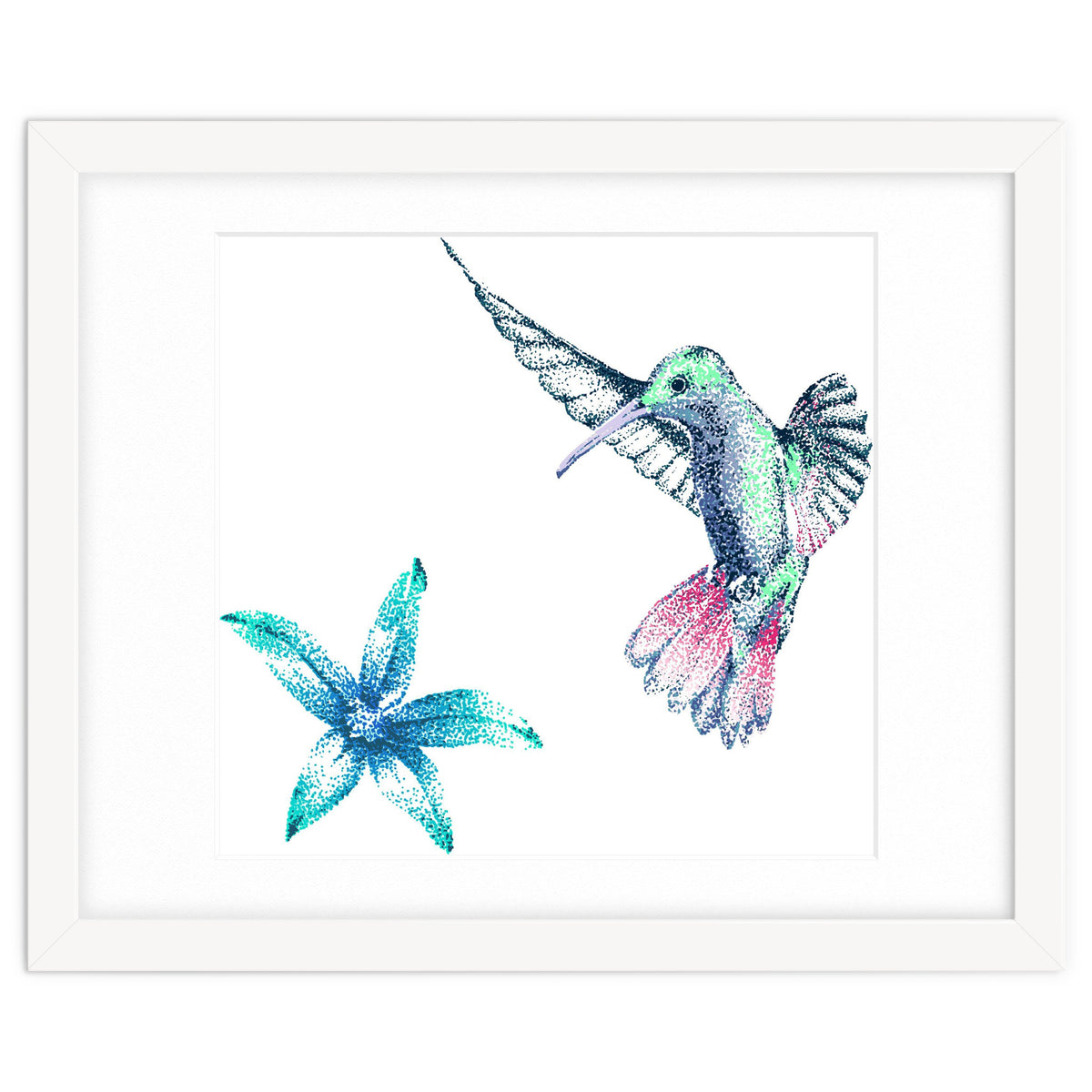 Green Hummingbird And Tropical Flower