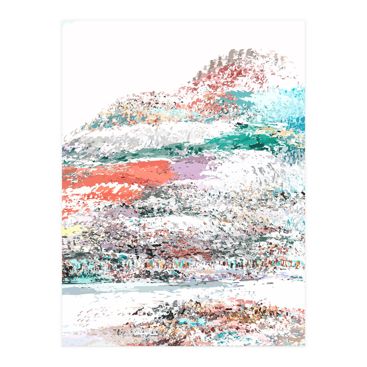 The Snow Mountain, Abstract Nature Digital Painting, Scandinavian Landscape Winter Travel (Print Only)