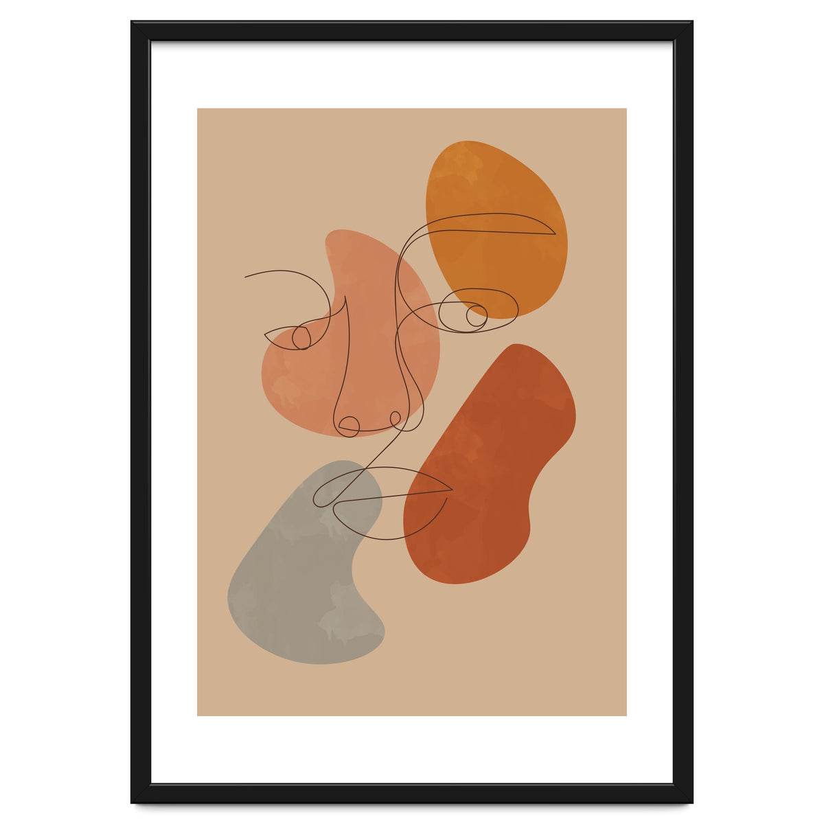 Feminine Line Art Boho Woman Face