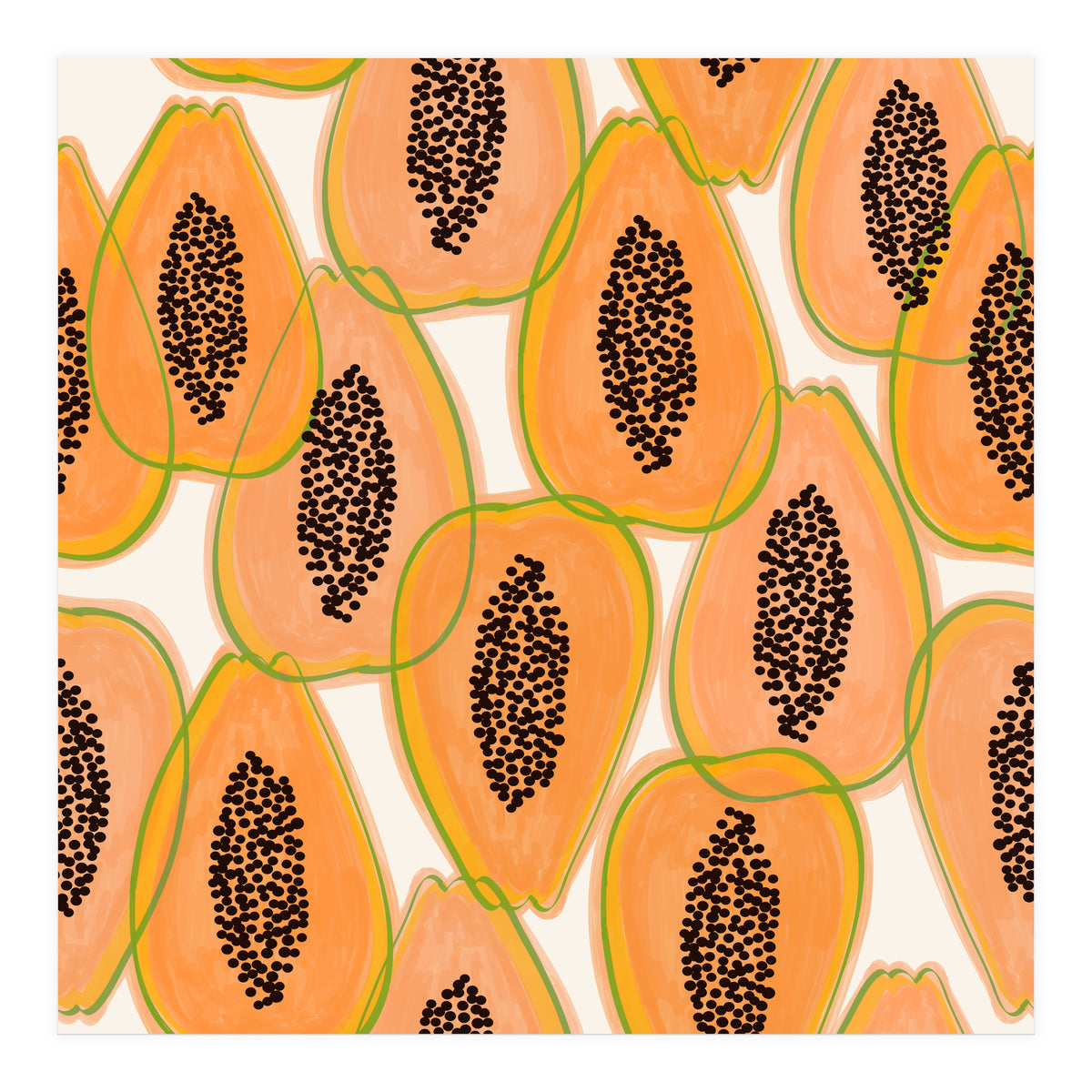 Papaya Cravings | Pastel Watercolor Tropical Fruit Food Painting | Juicy Sweet Illustration (Print Only)