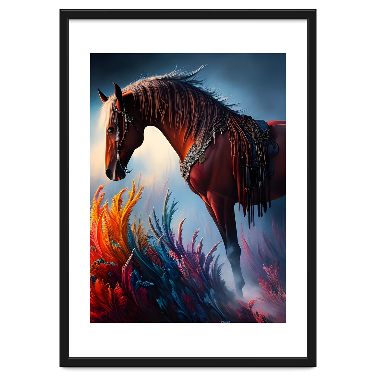 Elegant Prismatic Arabian Horse Digital Art