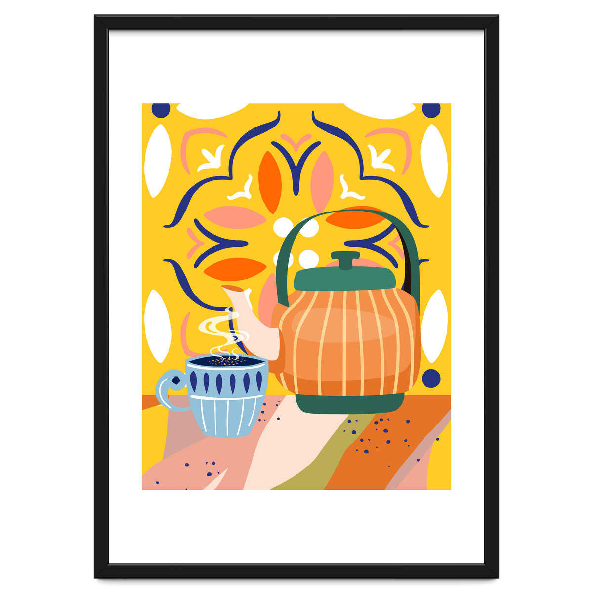 Pumpkin Spice Latte | Tea Chai Kettle & Cup | Modern Bohemian Colorful India | Eclectic Culture