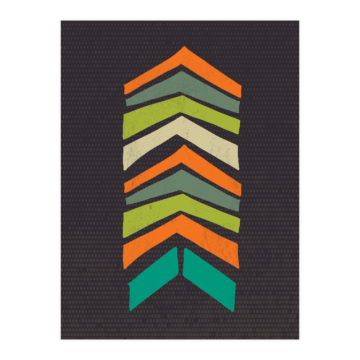 Retro Chevron Print Orange Teal Variation (Print Only)