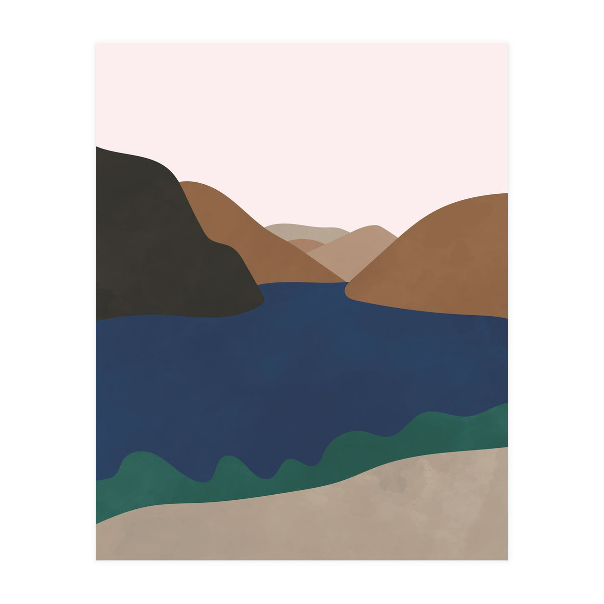 Neutral Mid Century Montains Nordic Print (Print Only)