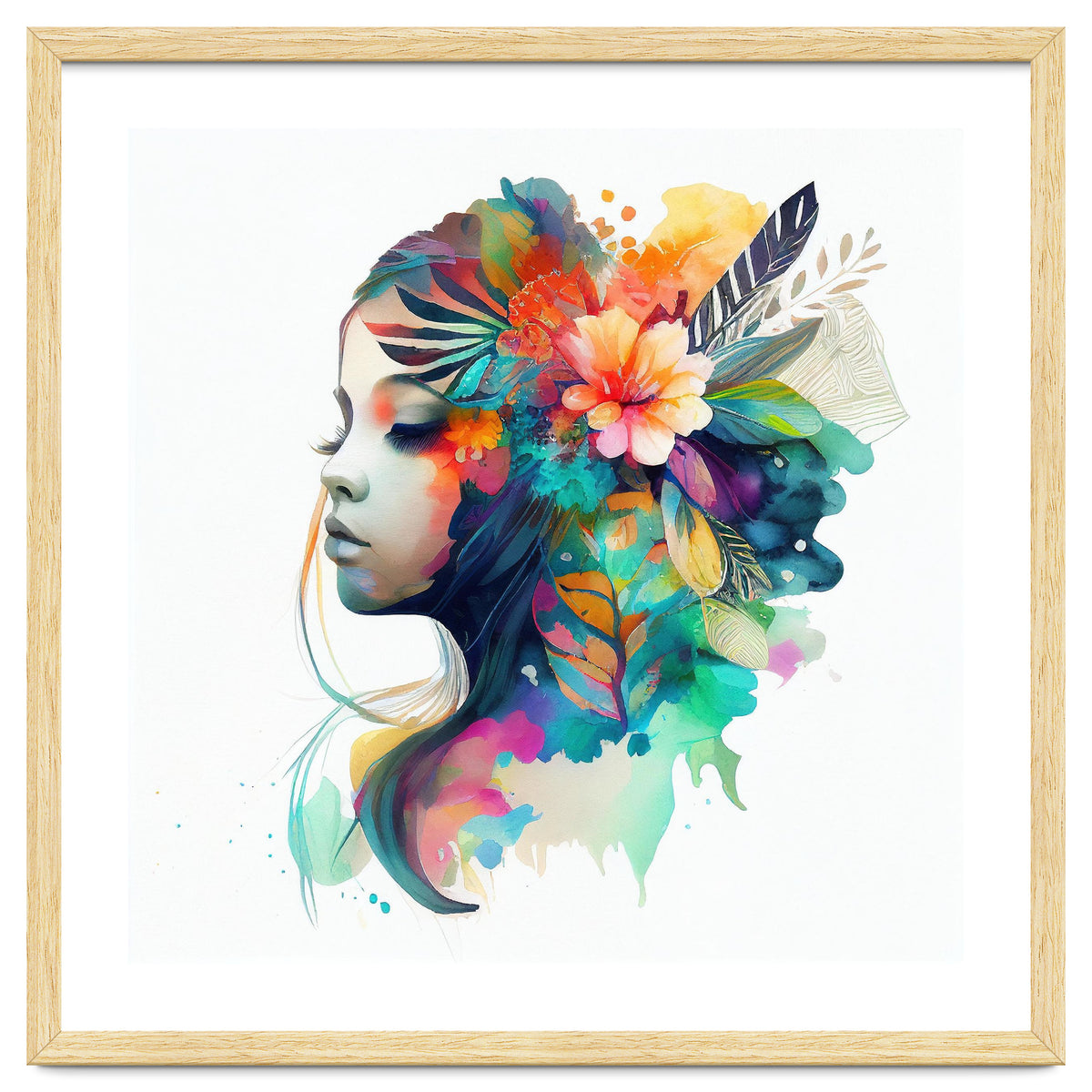 Watercolor Tropical Woman #14