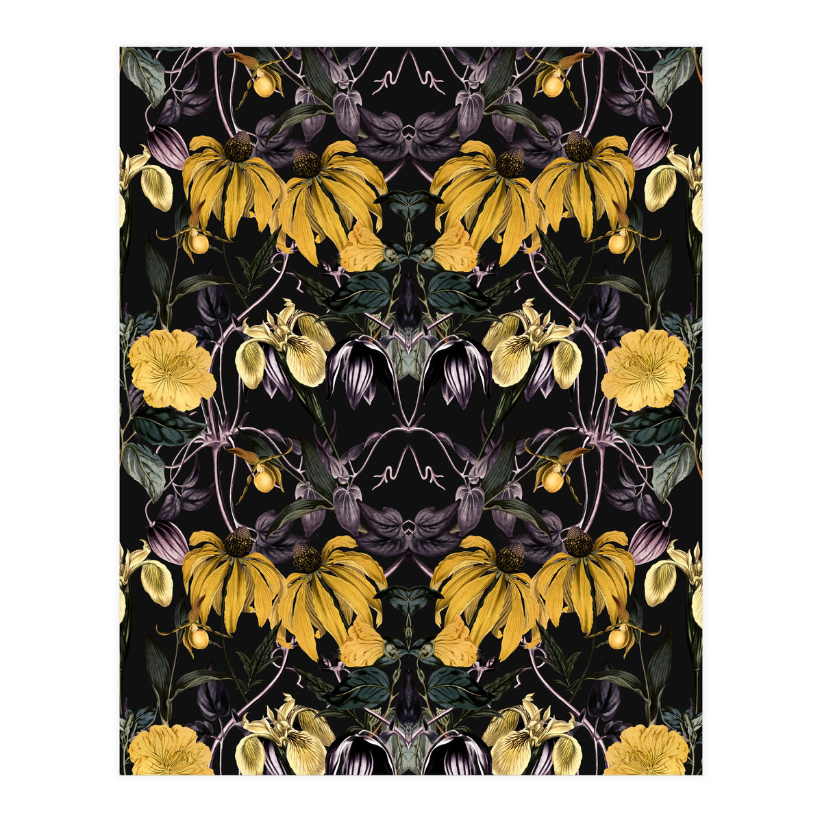Nocturnal botanical garden kaleidoscope (Print Only)