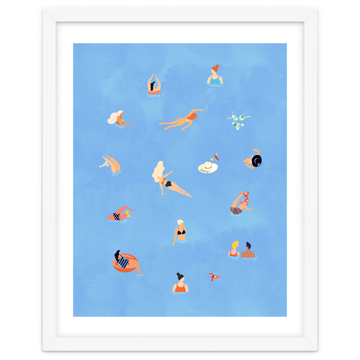 Summer Weekend in The Ocean Watercolor Swim Painting | Travel People Chic Eclectic Boho Fun