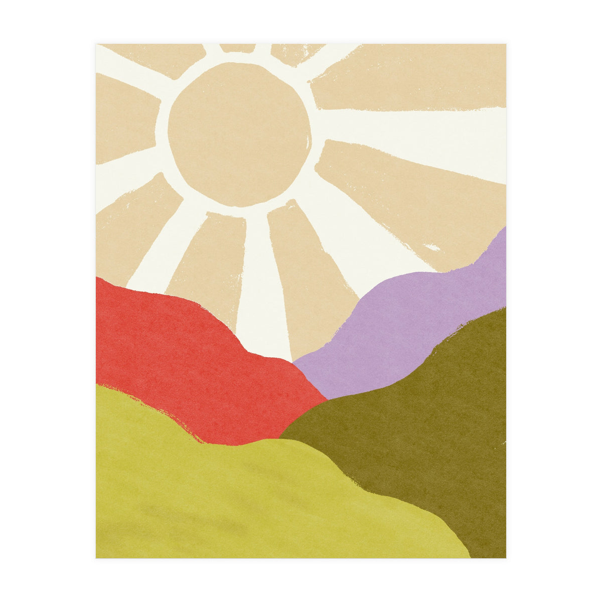 Sunshine & Hills \\ Retro Landscape  (Print Only)