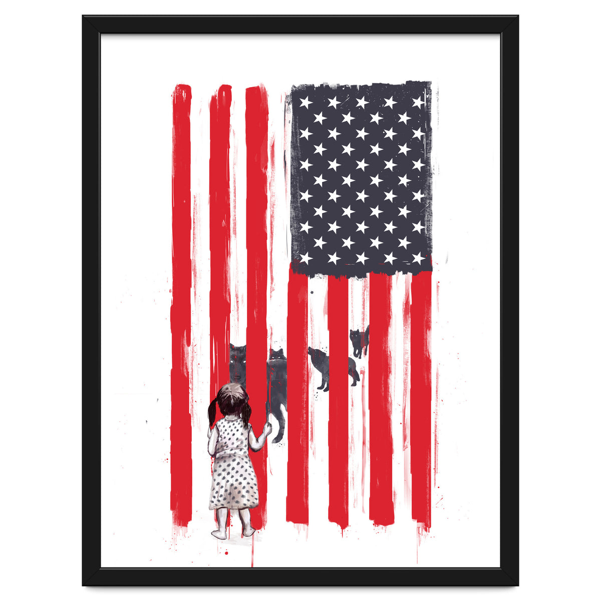 Little Girl And Wolves