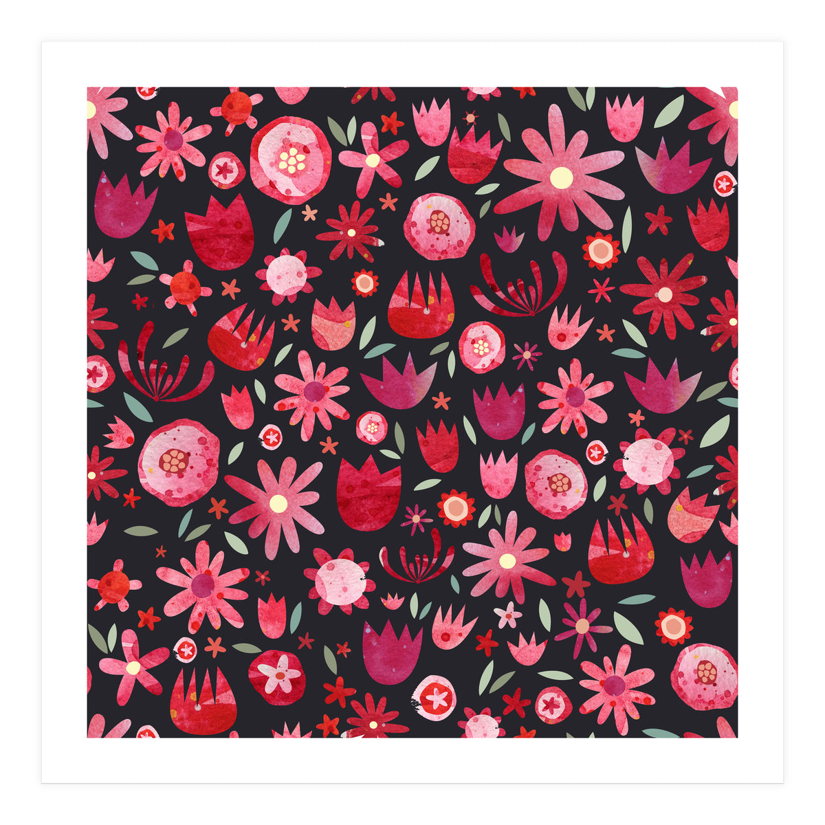 Summer Flower Circle Dark (Print Only)