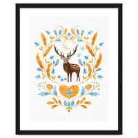 Floral Stag | Blue And Orange