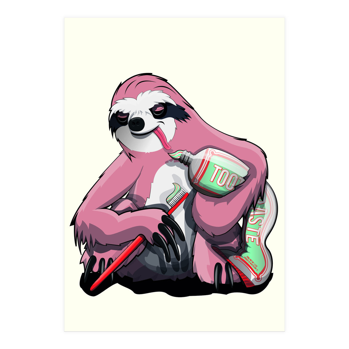 Sloth Brushing Teeth, Funny Bathroom Humour (Print Only)