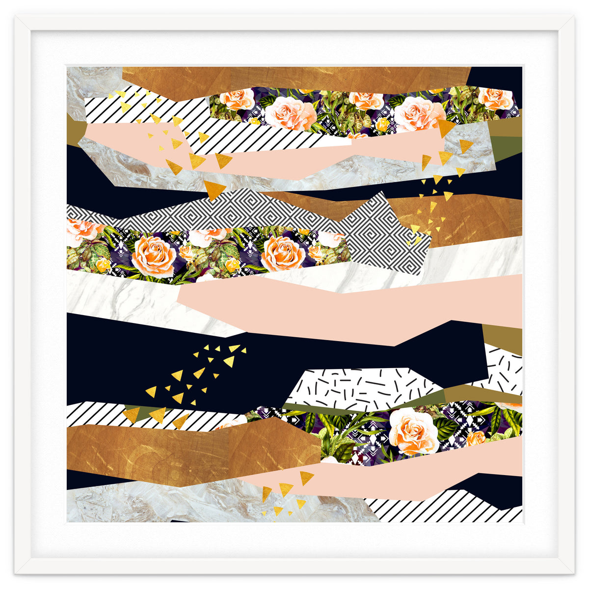 Collage of textured shapes and flowers