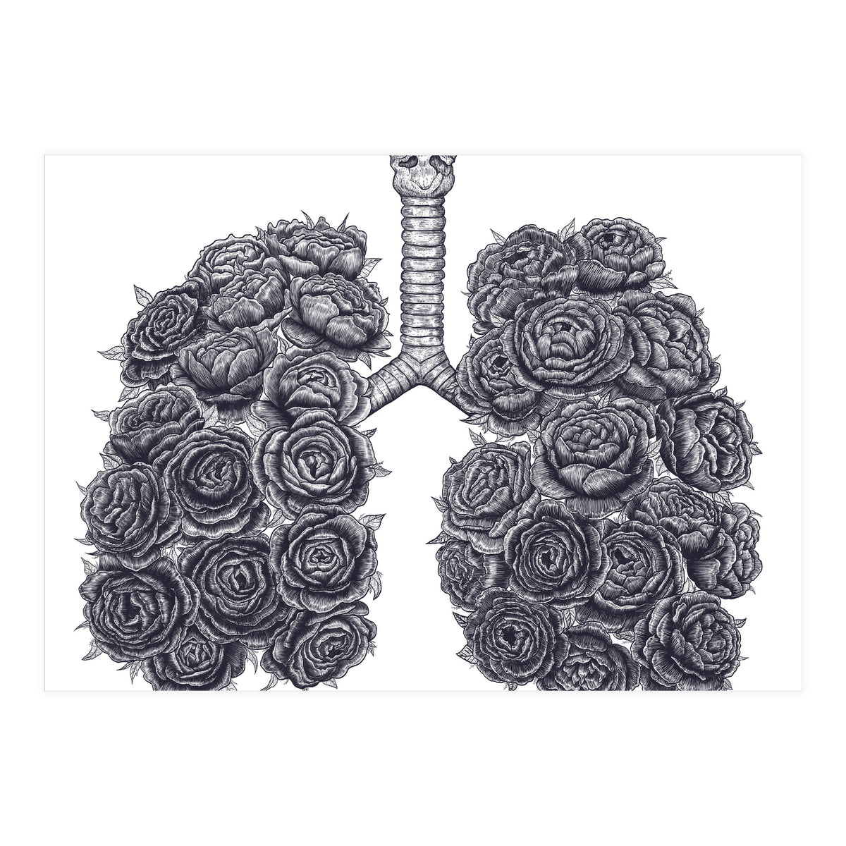 Lungs With Peonies (Print Only)
