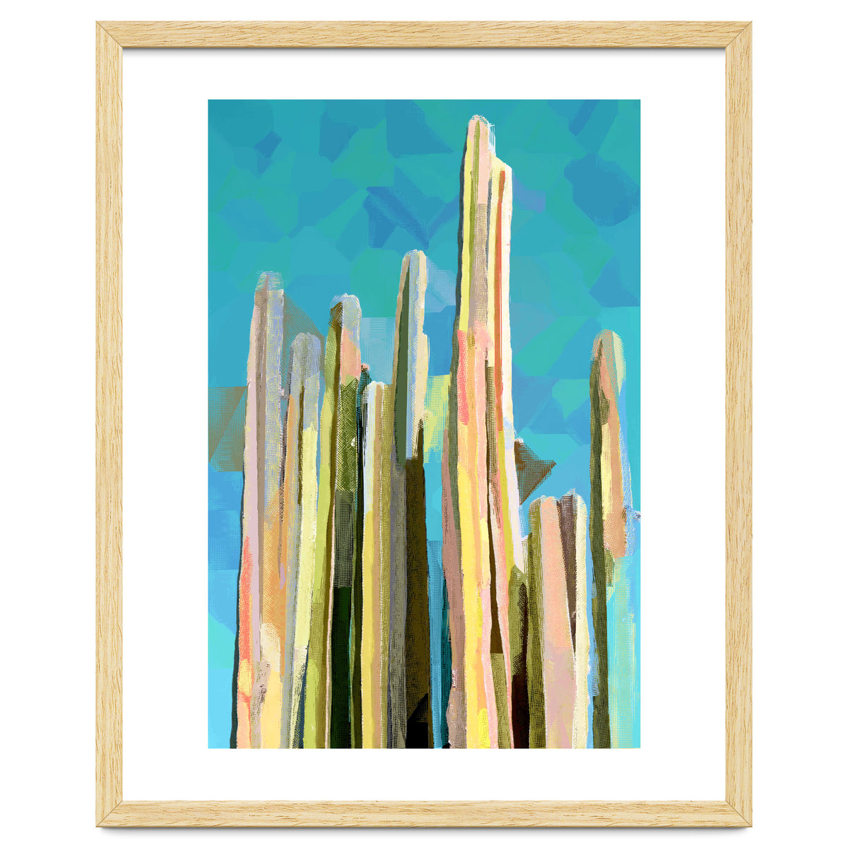 Desert's Rose, Summer Cactus Abstract Pastel Digital Art, Nature Botanical Color Sketch Plant Drawing