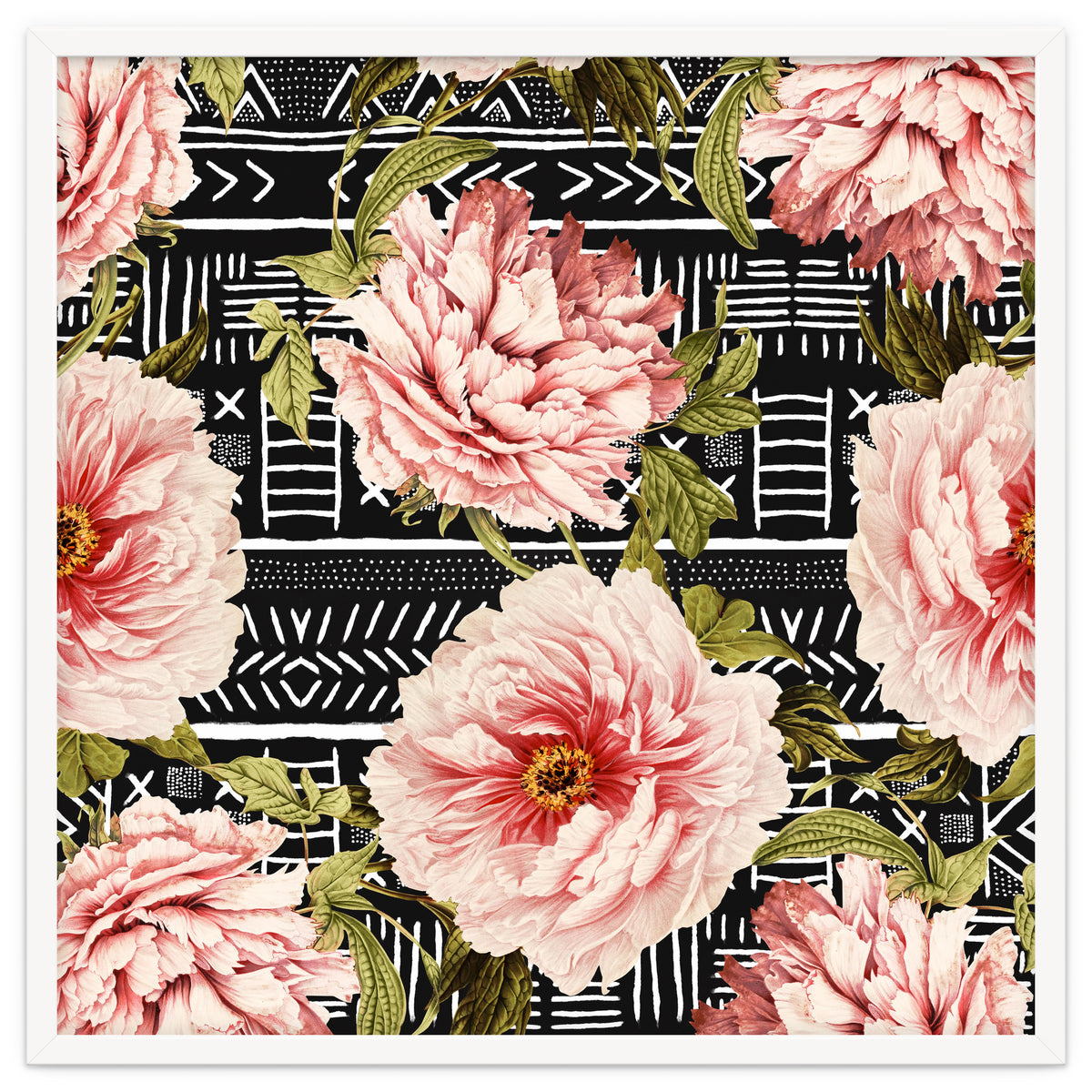 Flowering pink on drawn lines