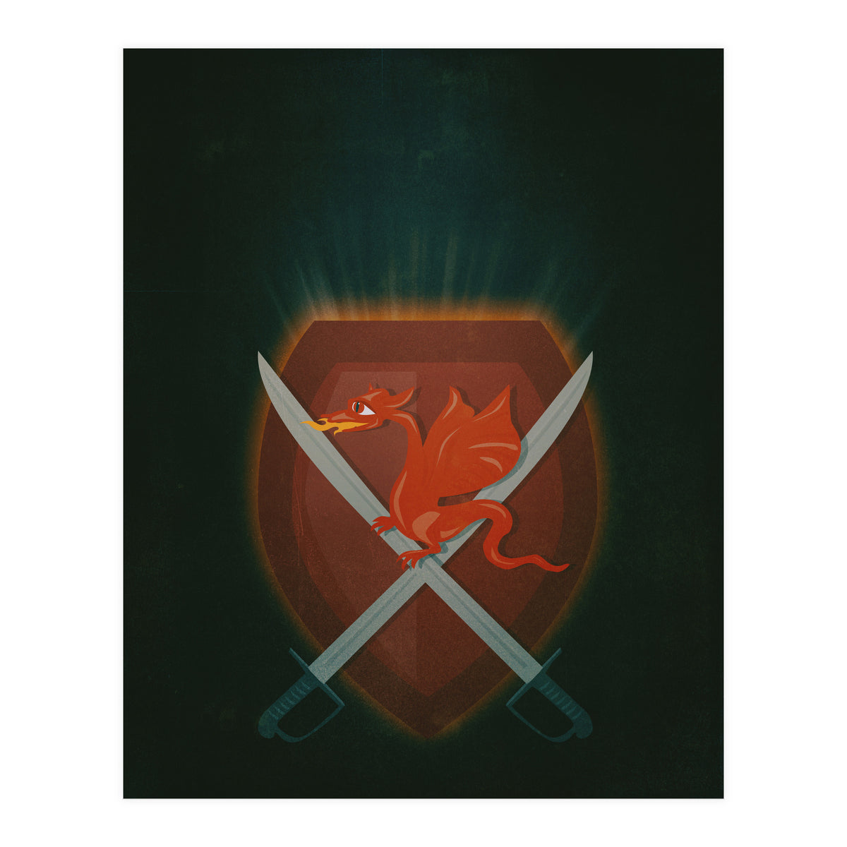 Heraldic dragon and cutlasses (Print Only)