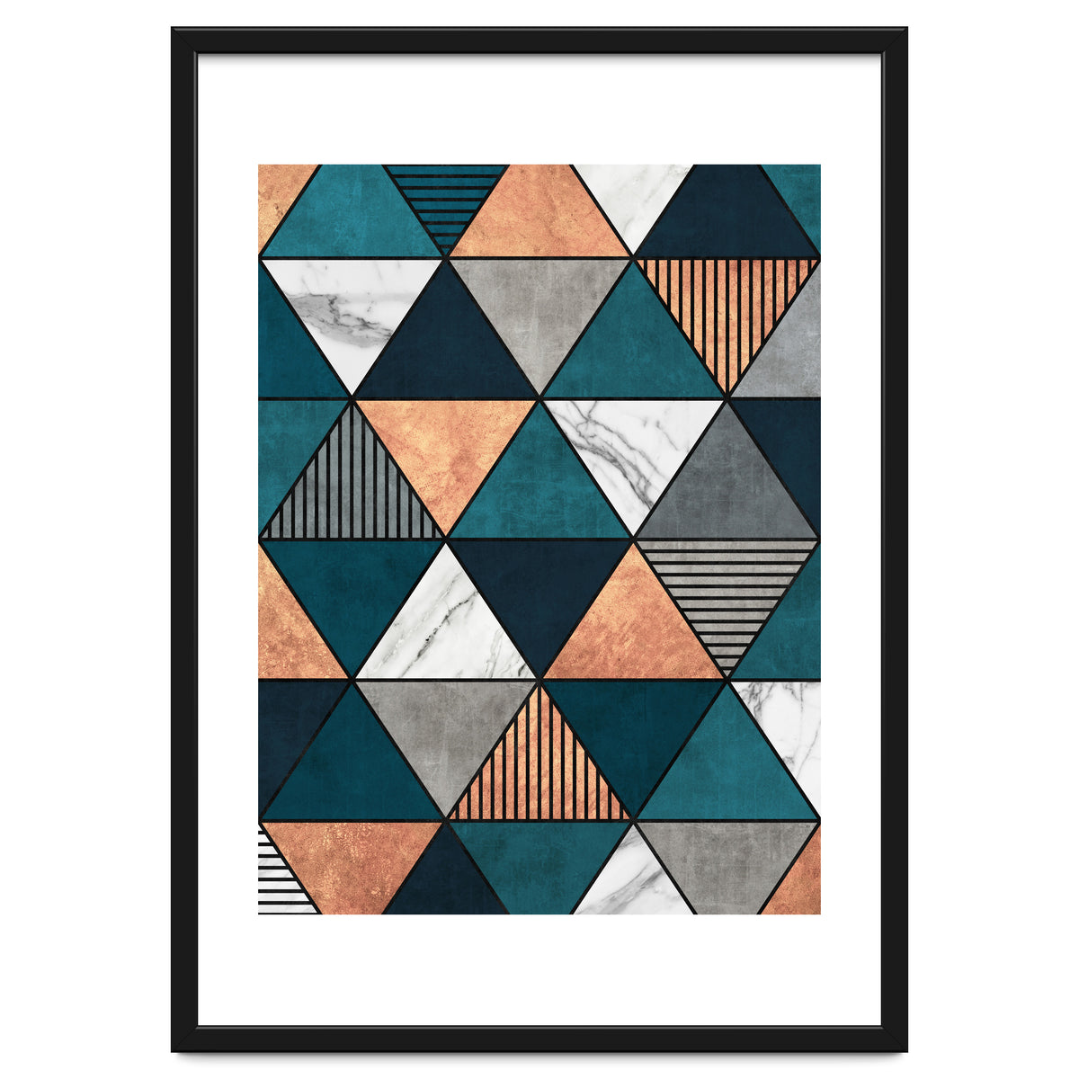 Copper, Marble and Concrete Triangles 2 with Blue