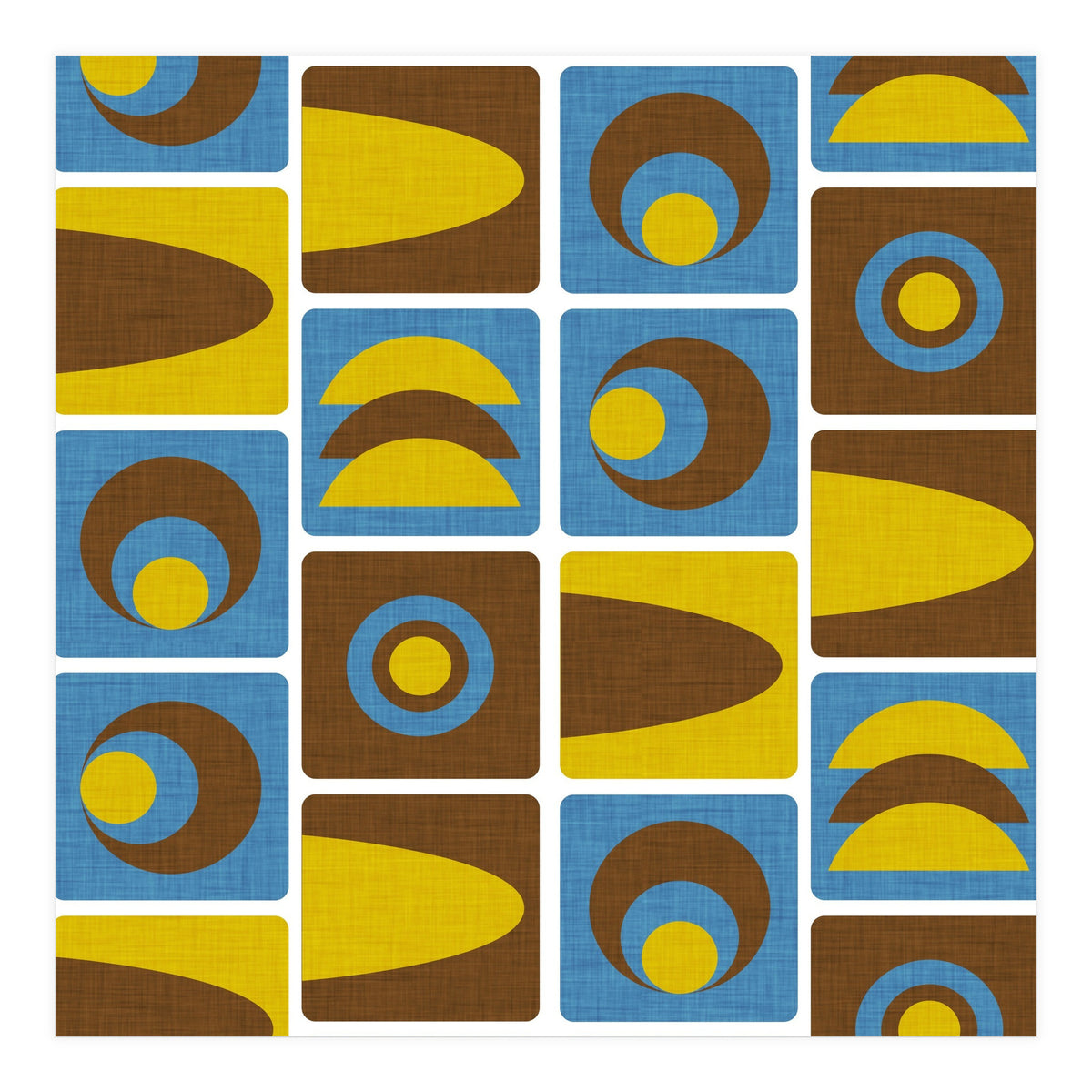 70s Cube Geo Blue  (Print Only)