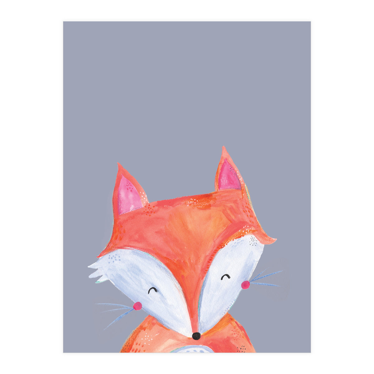 Woodland Fox On Grey (Print Only)