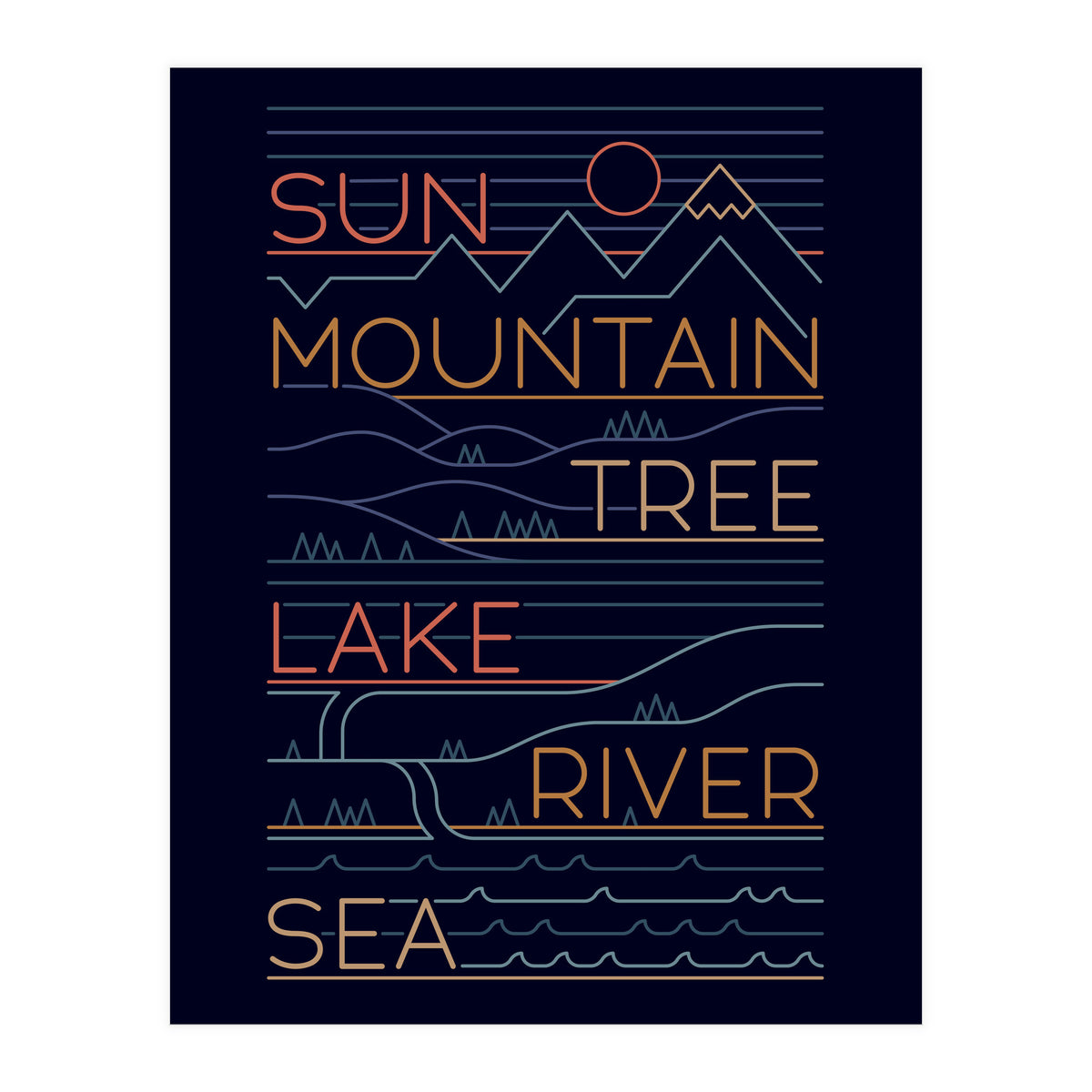 Sun, Mountain, Tree (Print Only)