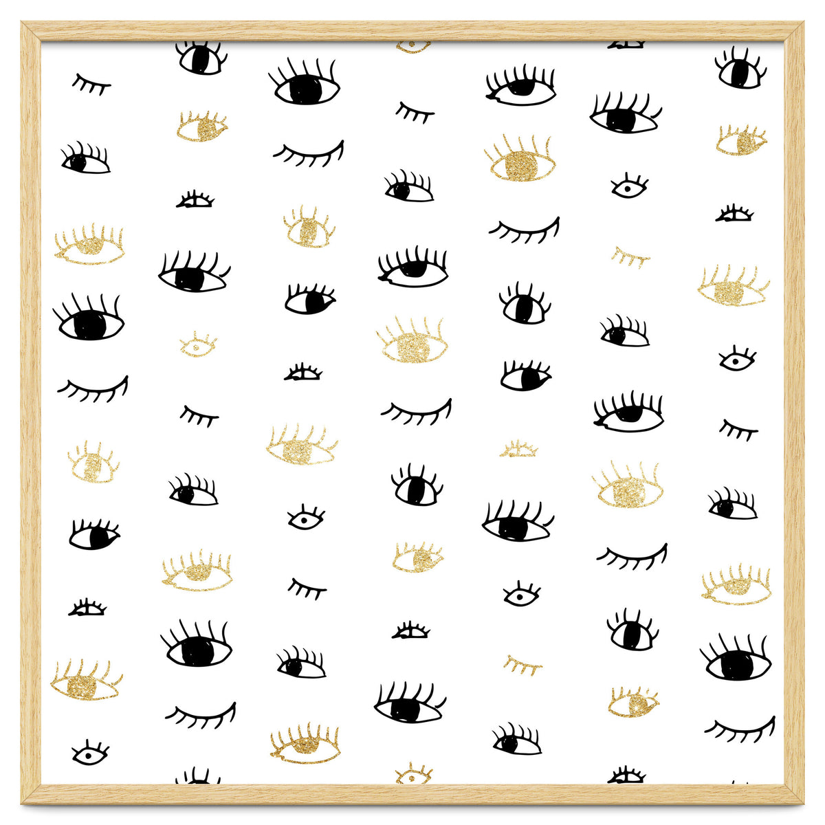 Gold and black eyes and lashes pattern