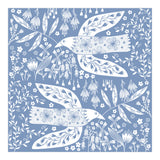 Doves And Flowers White On Blue (Print Only) thumbnail