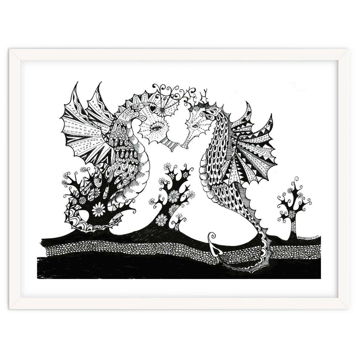 Seahorse Dragons Love Illustration