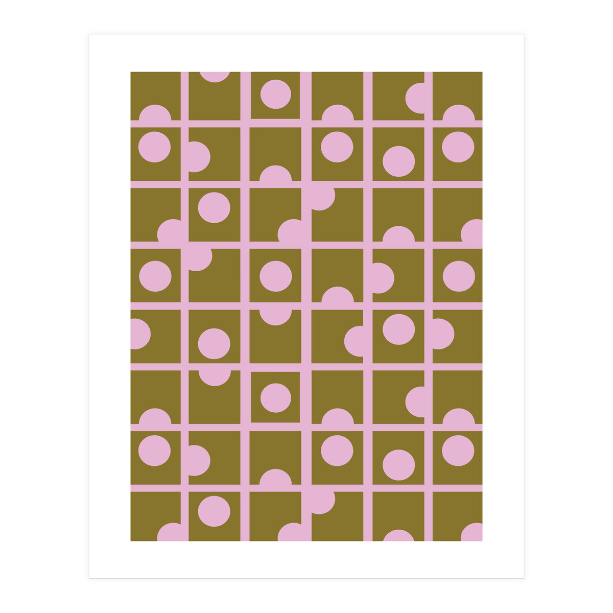 Pink Retro Circles Pattern (Print Only)