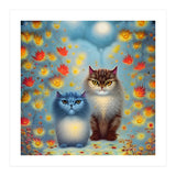 Two Paws Think Alike - Cat Couple in Autumn (Print Only) thumbnail