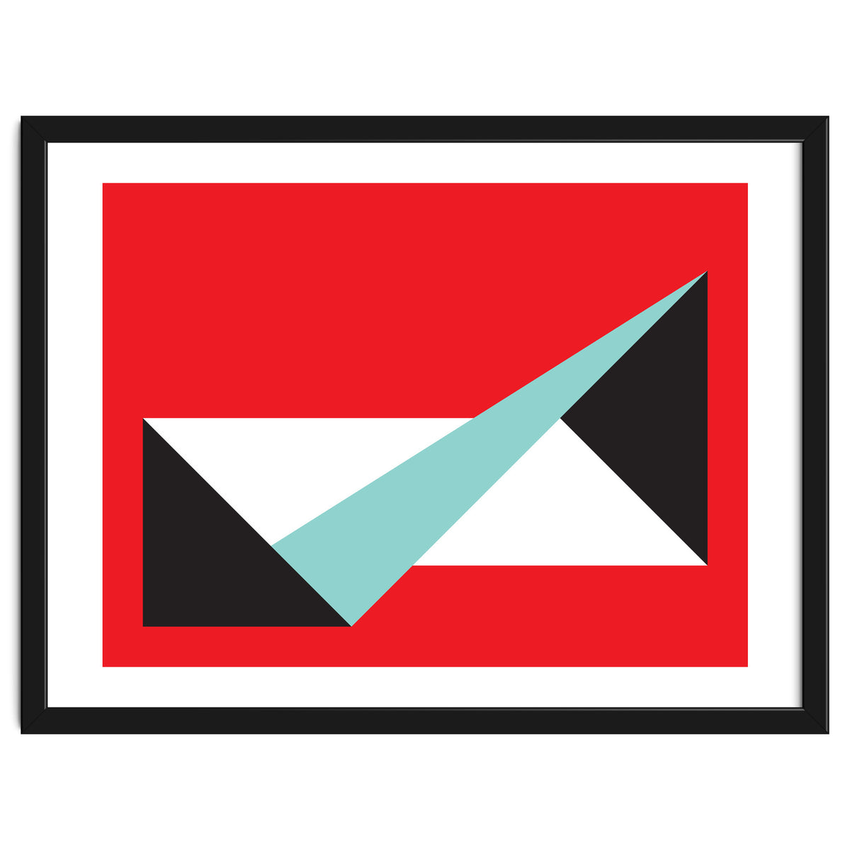 Geometric Shapes No. 49 -  teal, black & red