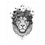 Floral Lion Bw (Print Only) thumbnail