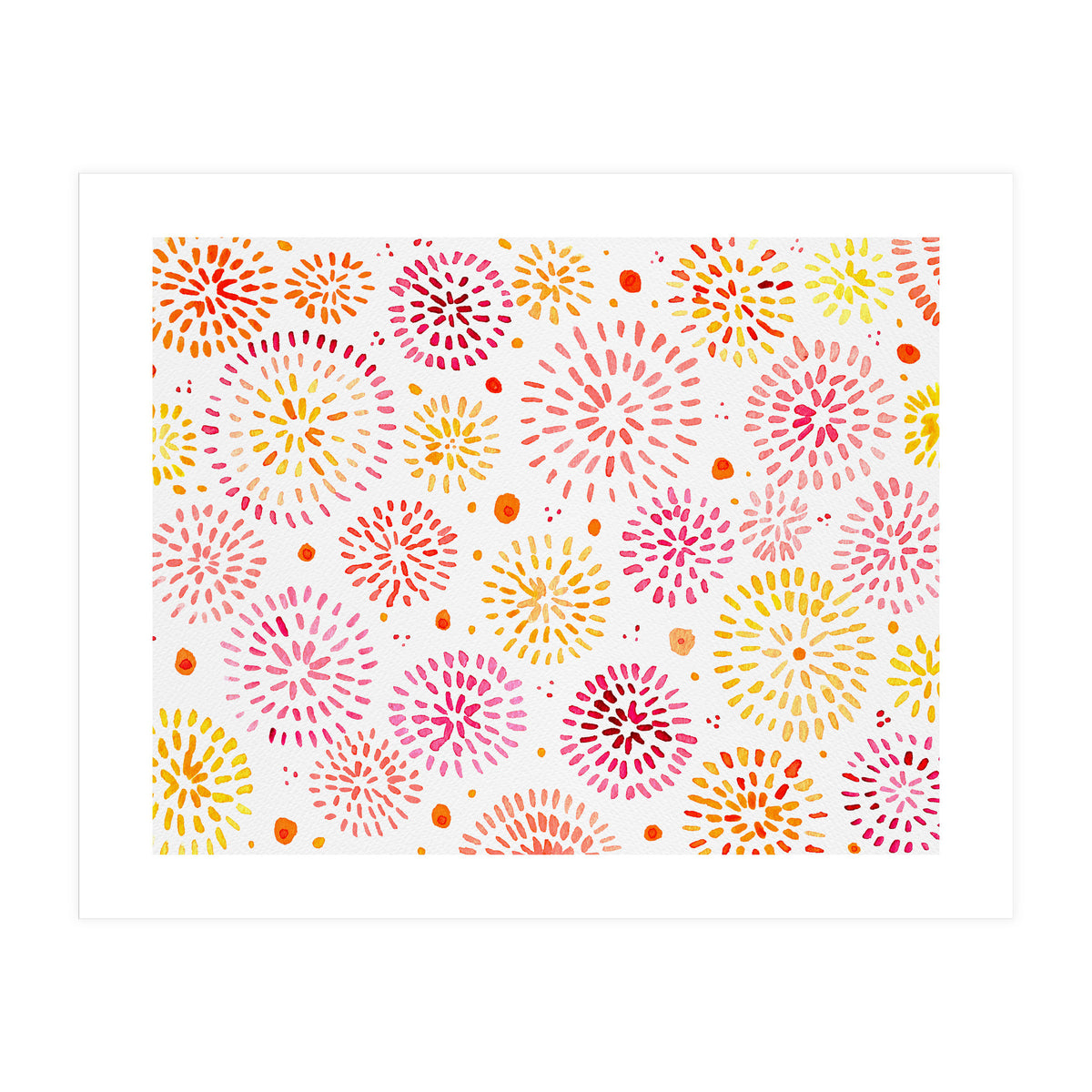 Abstract fireworks pattern in yellow and red (Print Only)