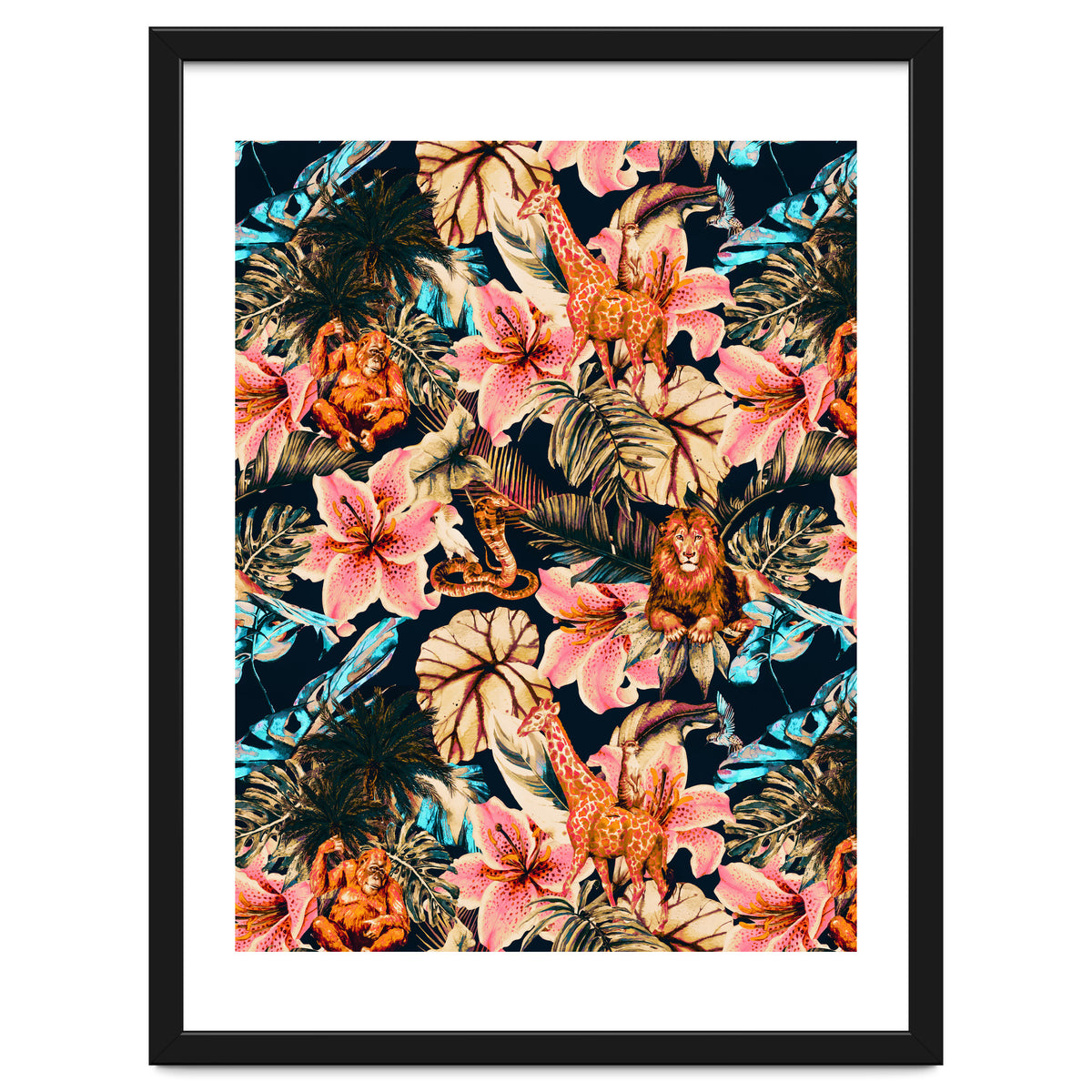 Wild animals in the dark of the jungle 02