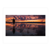 Sunset at Another Place - Sir Antony Gormley statues at Crosby Beach in Merseyside, England.  (Print Only)