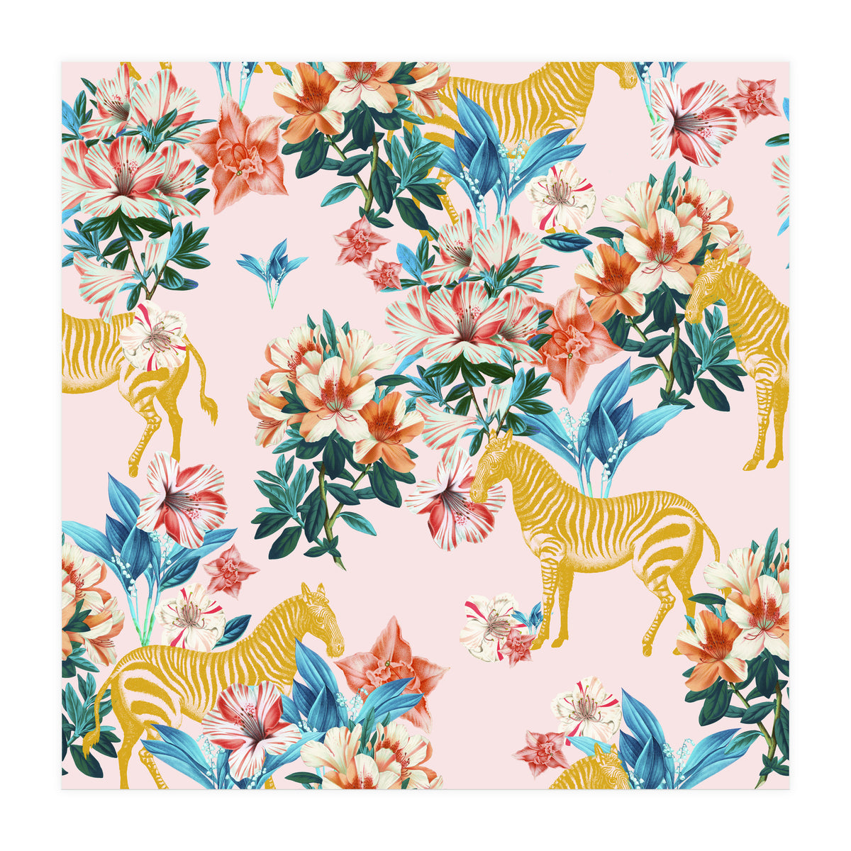 Floral And Zebras (Print Only)
