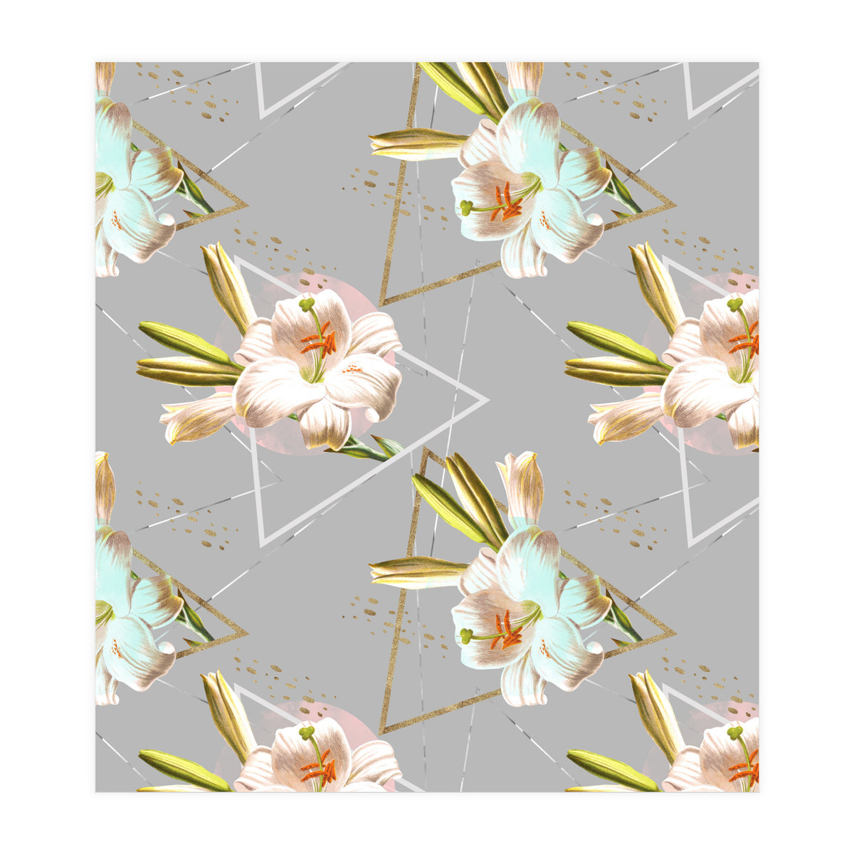 Botanical blooming with geometric 02 (Print Only)