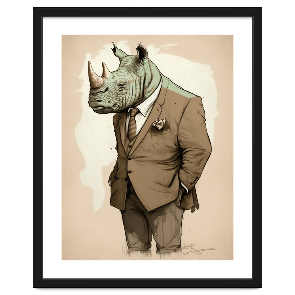 Dapper Rhino Fashion Sketch