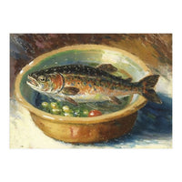 Trout in a Bowl Oil Painting (Print Only)