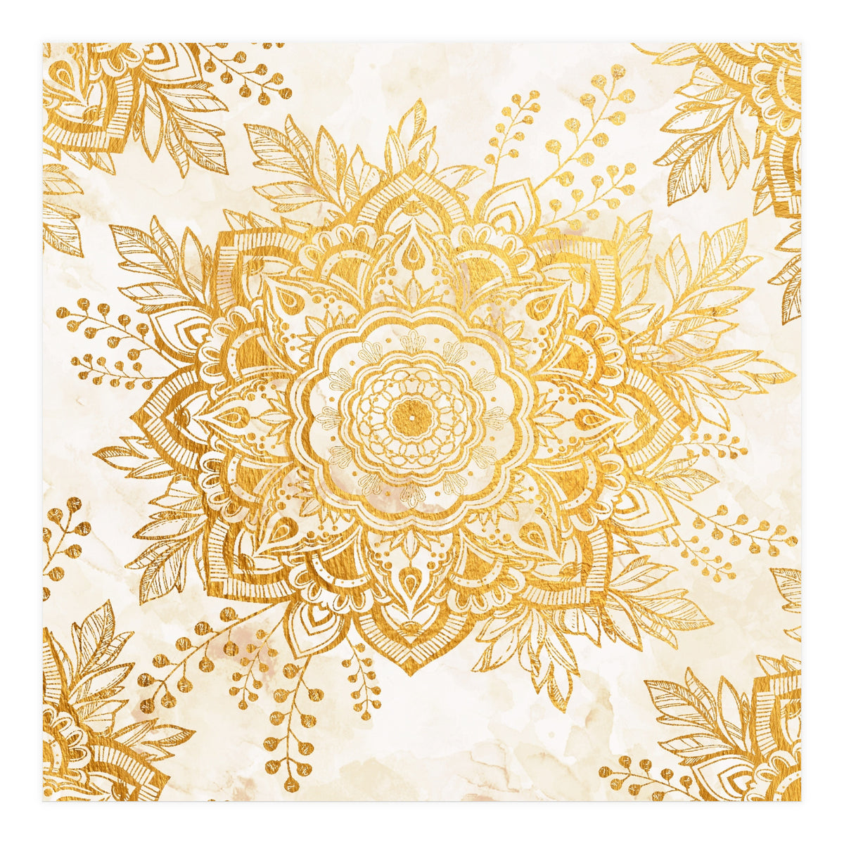 Queen Starring of Mandala-Gold Sunflower I (Print Only)