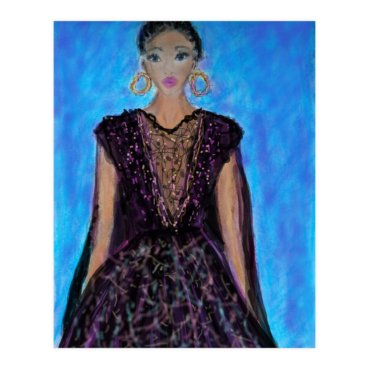 A LADY  WEARING A MAGICAL GOWN (Print Only)