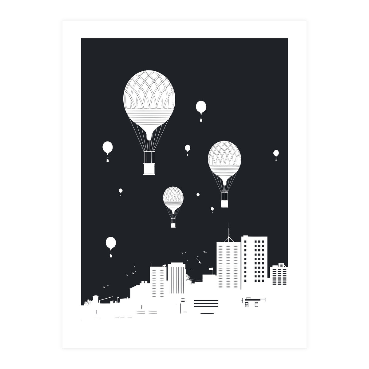 Balloons And The City (dark version) (Print Only)