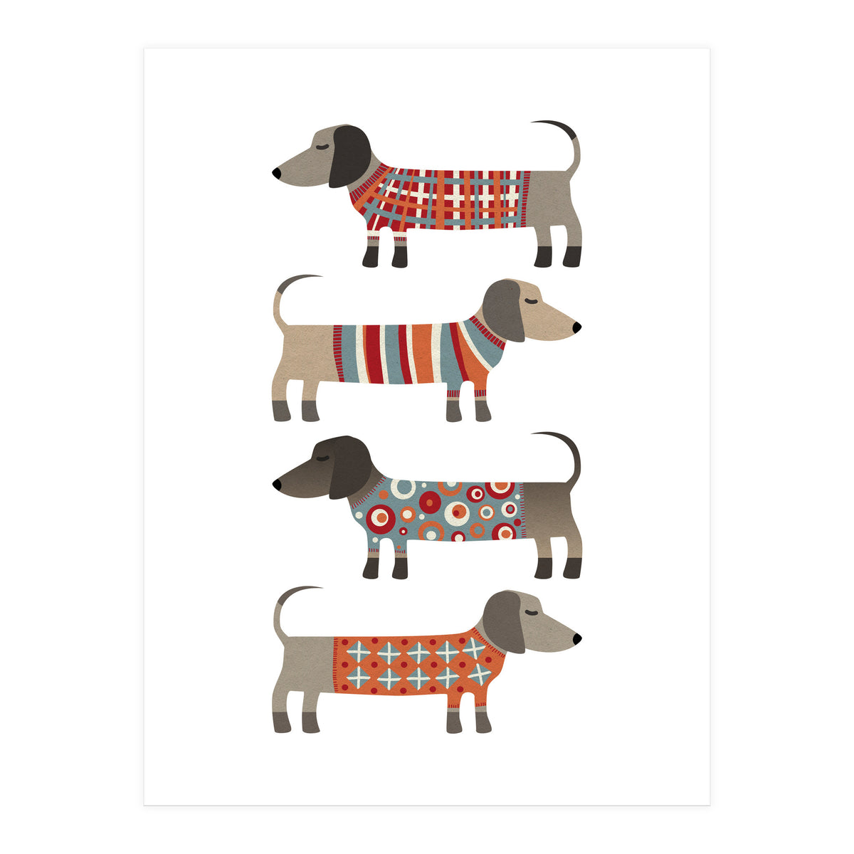 Sausage Dogs In Sweaters (Print Only)