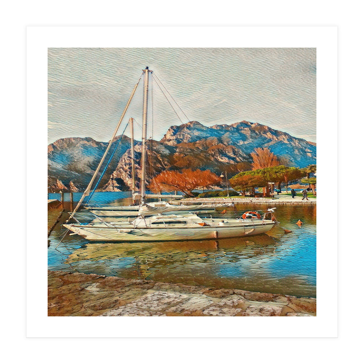 Art boats on Lake Garda, Italy. (Print Only)