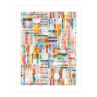 Summer Pastel Geometric and Striped Abstract on white (Print Only)