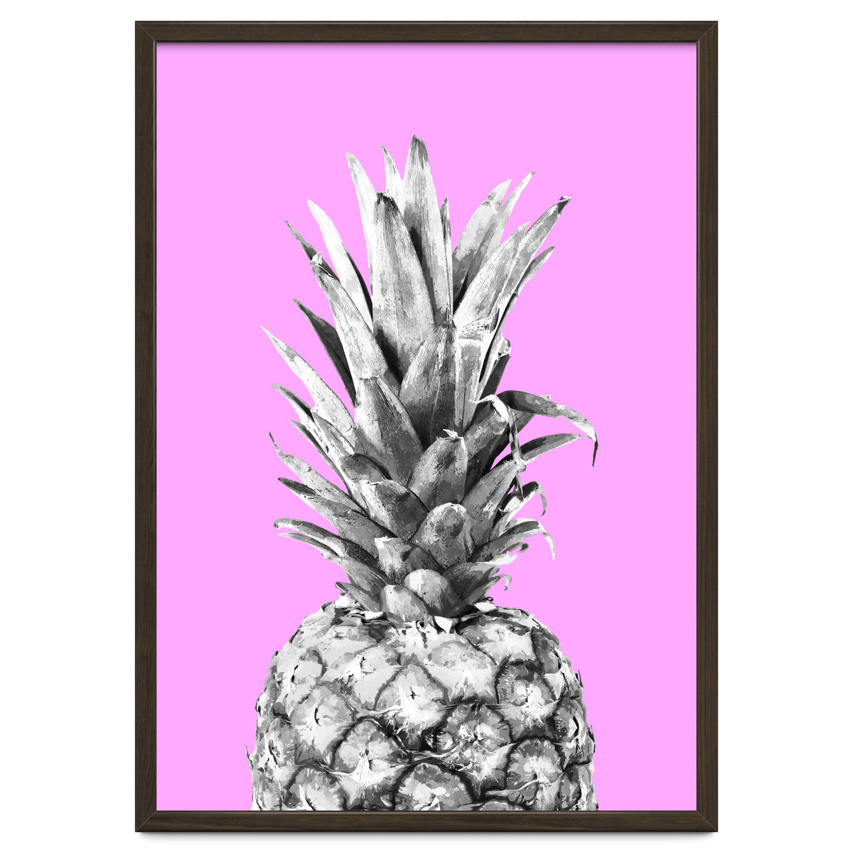 Black and White Pineapple Pink Background
