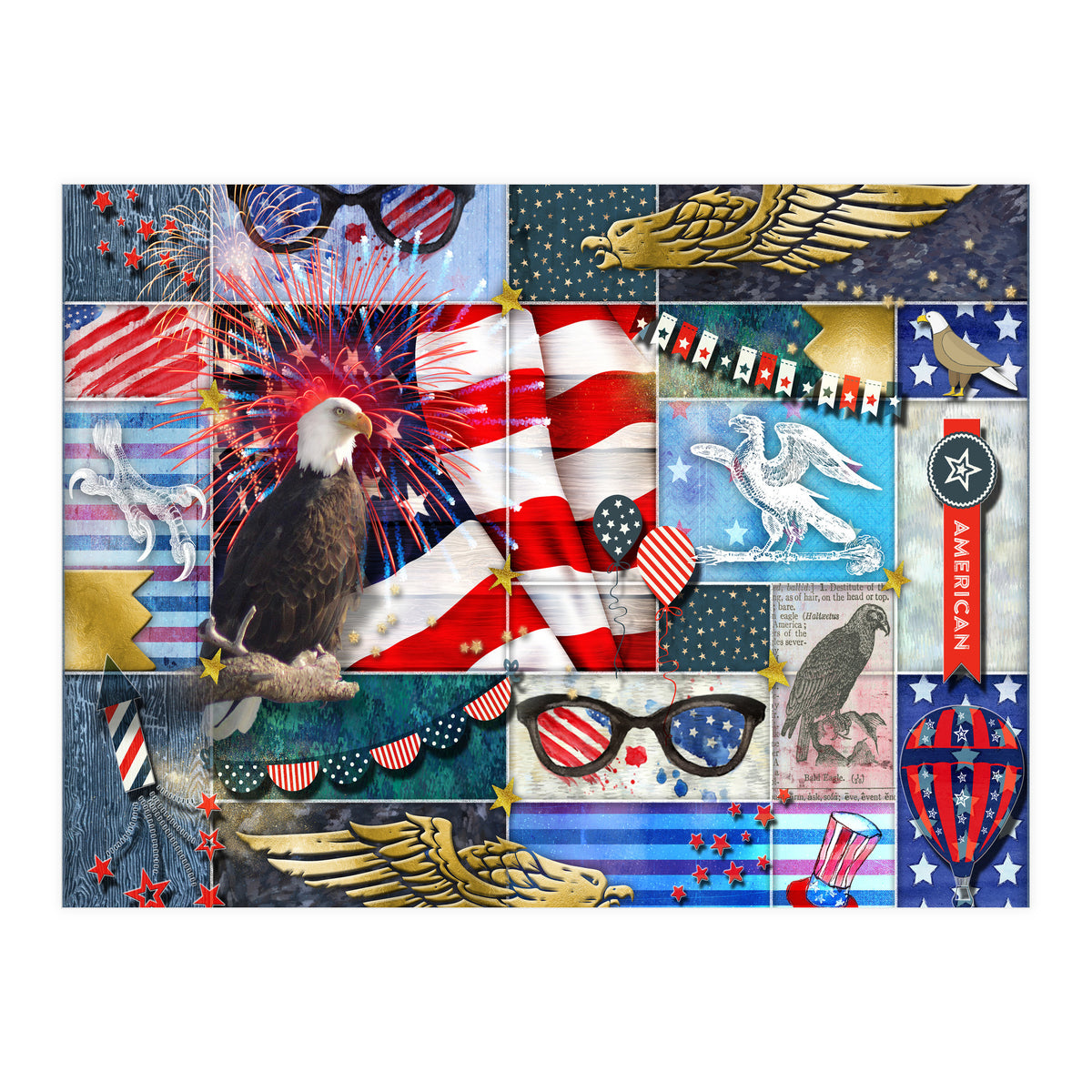 Americana Eagles Collage (Print Only)
