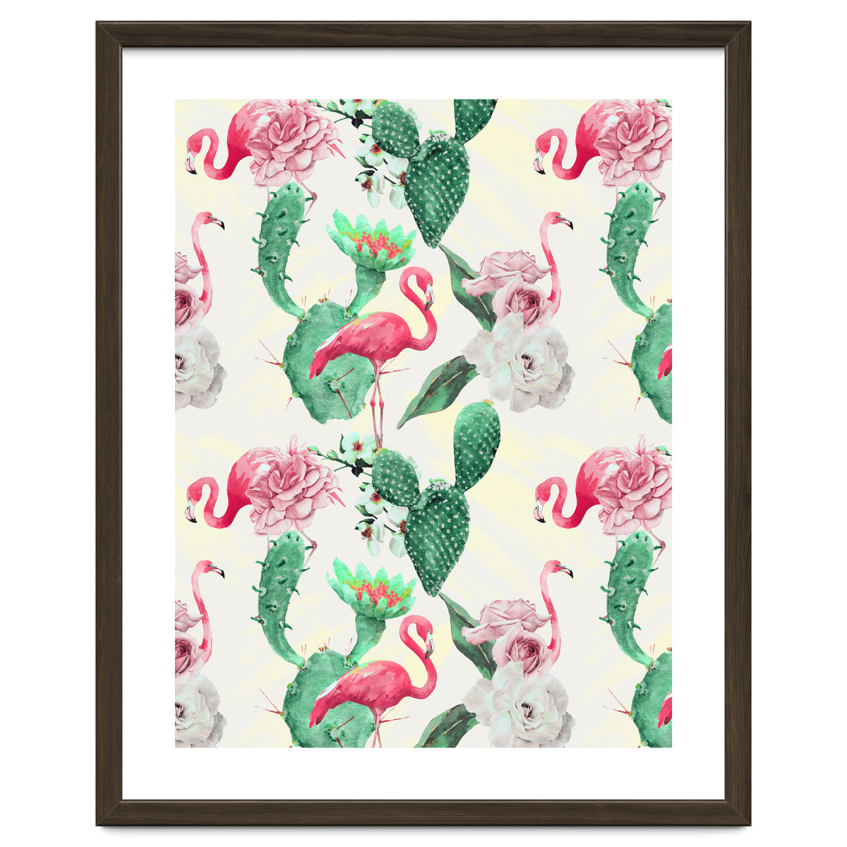 Flamingos, geometric and flowers