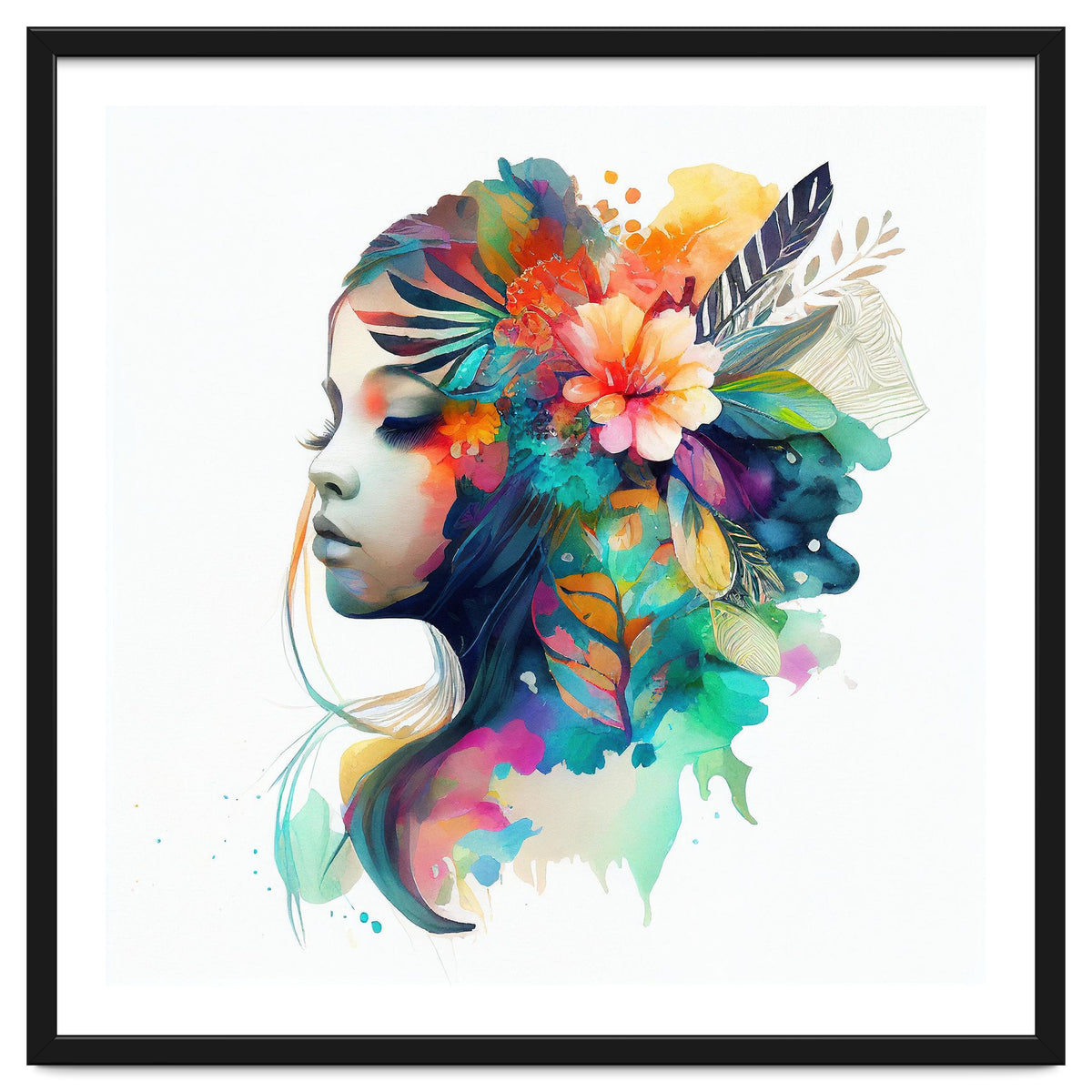 Watercolor Tropical Woman #14